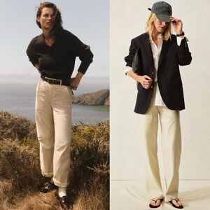 Buck Mason Reverse Sateen Fatigue Pant Sand Dune High Waist Relaxed Size 28